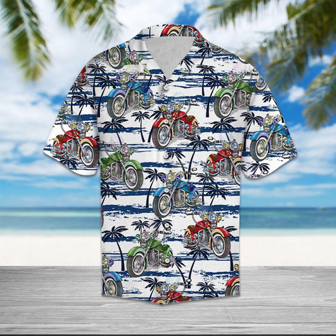 Beautiful Motorbike Palm Tree Hawaiian Shirt - Aloha Hawaiian Shirts For Men & For Women Couples - HAW1304