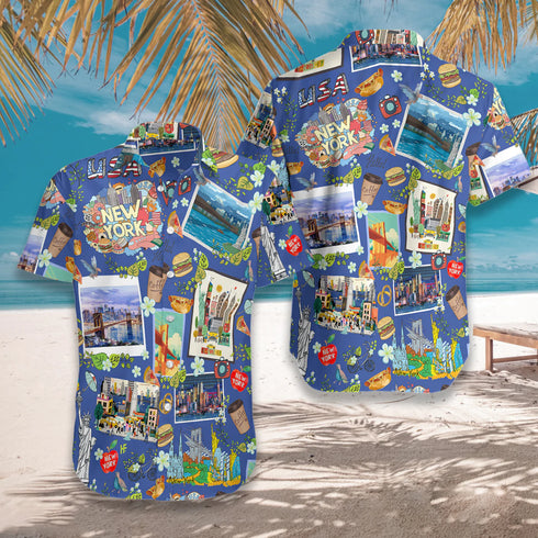 New York City Hawaiian Shirt - Aloha Hawaiian Shirts For Men & For Women Couples - HAW1057