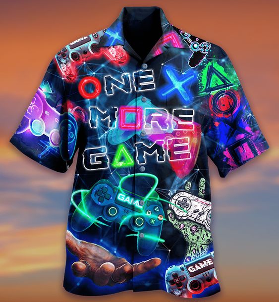 Neon One More Game - Aloha Hawaiian Shirts For Men & For Women Couples - HAW1345