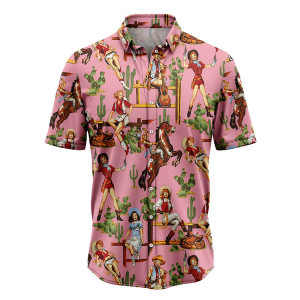 Vintage Cow Girl Aloha Hawaiian Shirts For Women - Cow Girl Costume HAW1531