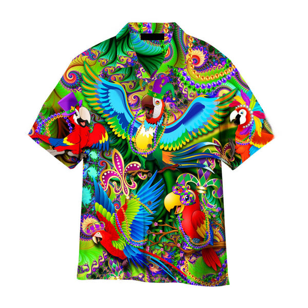 Parrot Mardi Gras Cool Design - Aloha Hawaiian Shirts For Men & For Women Couples