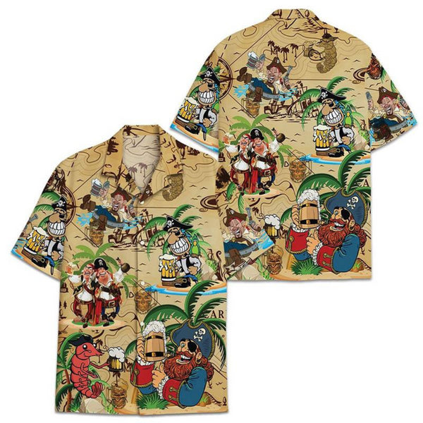 Pirates and Beers Colorful Hawaiian Shirt - Cool Hawaiian Shirts For Men & For Women