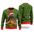 Gray Cat With Laser Eyes and A Slice of Pizza Ugly Sweater - Colorful