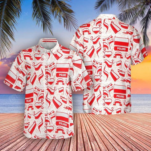Poland Flag Cool Design - Aloha Hawaiian Shirts For Men & For Women Couples - HAW1132