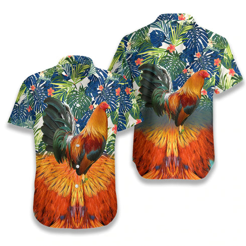 Amazing Colorful Rooster Cool Design - Aloha Hawaiian Shirts For Men & For Women Couples - HAW1043