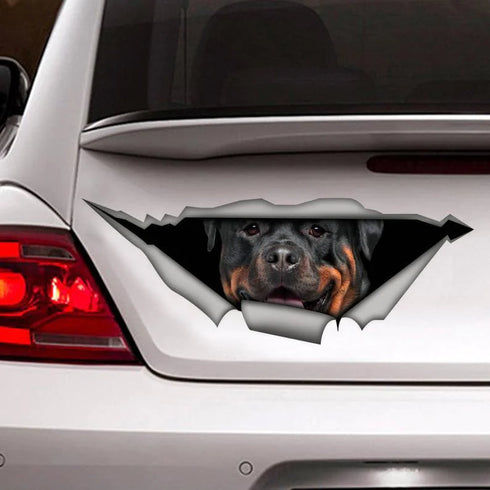 Dog Lover Rottweiler Cracked Car Decal Sticker - Waterproof - PVC Vinyl - S1019