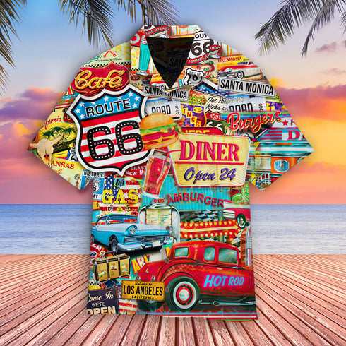 Amazing Route 66 Summer Vibes Cool Design - Aloha Hawaiian Shirts For Men - Men Beach Wear