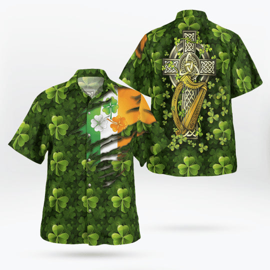 Green Clover Happy St. Patrick's Day Cool Design - Aloha Hawaiian Shirts For Men & For Women Couples - HAW1010