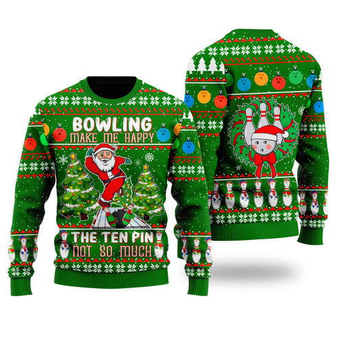 Santa Funny Bowling Go Strike Funny Ugly Christmas Sweater For Men & Women Adult - Christmas Gifts