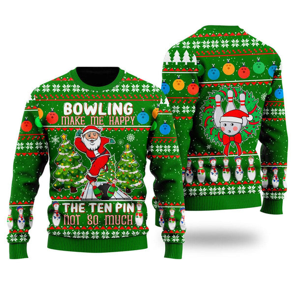 Santa Funny Bowling Go Strike Funny Ugly Christmas Sweater For Men & Women Adult - Christmas Gifts