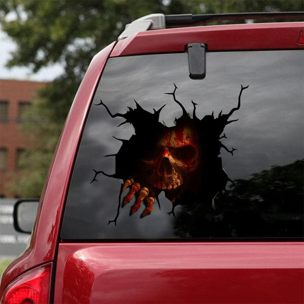 Halloween Skull Cracked Car Decal Sticker - Waterproof - PVC Vinyl - S1039