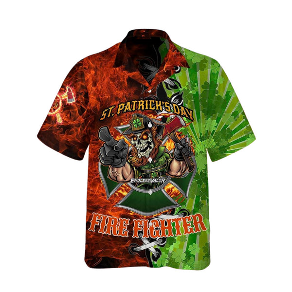 Skull Firefighter St Patrick's Day - Aloha Hawaiian Shirts For Men & For Women Couples - St. Patrick's Day Gifts