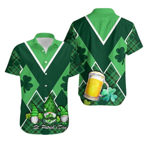 St. Patrick's Day Ireland Gnome And Beer - Aloha Hawaiian Shirts For Men & For Women Couples - St. Patrick's Day Gifts