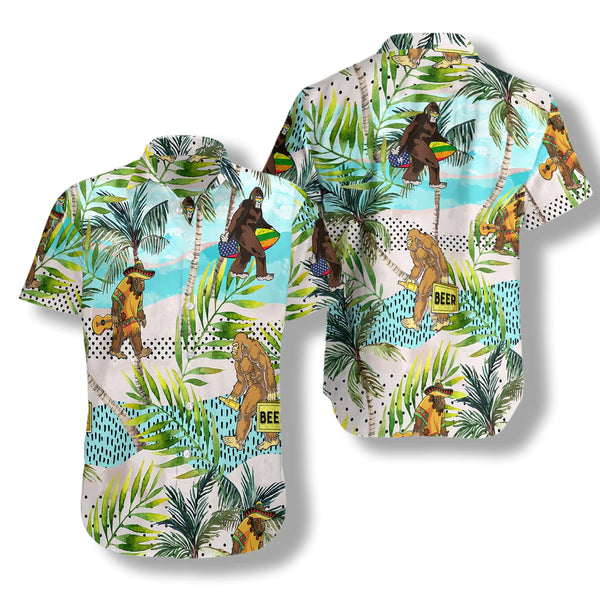 Funny Bigfoot Summer Cool Design - Aloha Hawaiian Shirts For Men & For Women Couples - HAW1045