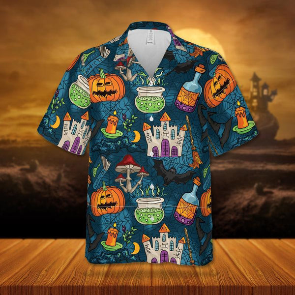 Halloween The Witches Castle- Aloha Hawaiian Shirts For Men & For Women Couples - HAW1470