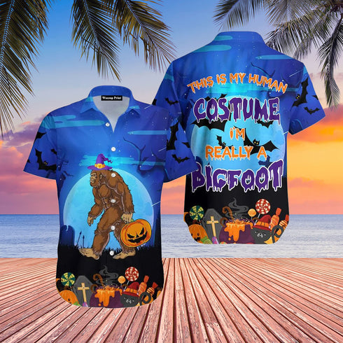Halloween I'm Really A Bigfoot Aloha Hawaiian Shirts For Men & For Women Couples - HAW1440
