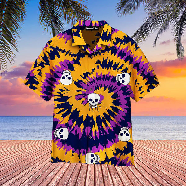 Halloween Tie Dye Skull - Aloha Hawaiian Shirts For Men & For Women Couples - HAW1444