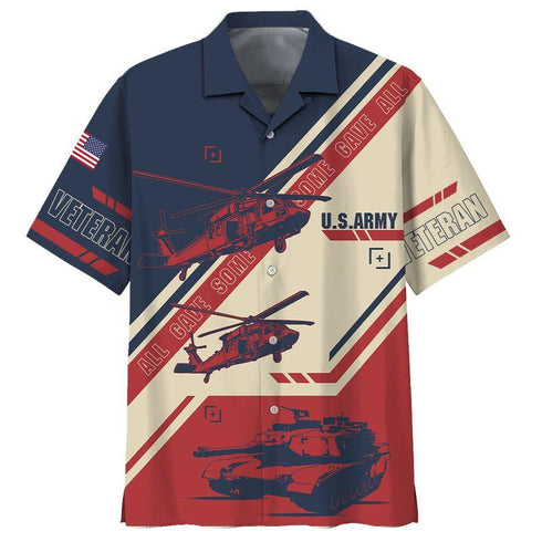 Veteran Day US Army Red Flag Aloha Hawaiian Shirts For Men & For Women Couples - HAW1491