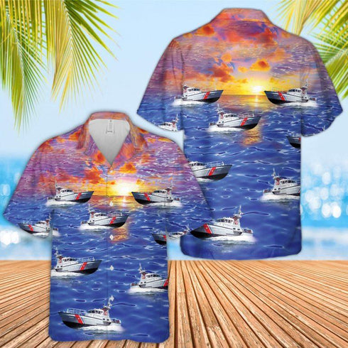 US Coast Guard Motor Life Boat Cool Design - Aloha Hawaiian Shirts For Men & For Women Couples - HAW1126