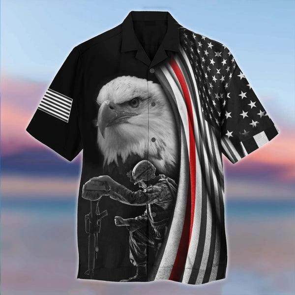 Memorial Day Veteran Dark Eagle Veteran Cool Design - Aloha Hawaiian Shirts For Men