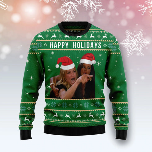 Happy Holiday Funny Ugly Christmas Sweater For Men & Women Adult - Christmas Gifts081