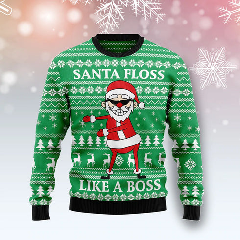 Santa Floss Like A Boss Funny Ugly Christmas Sweater For Men & Women Adult - Christmas Gifts
