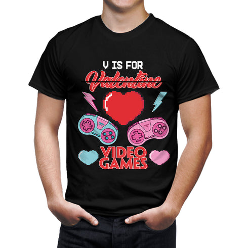 V Is For Video Games Valentines Day Unisex T-shirt For Men & For Women Valentine's Gift