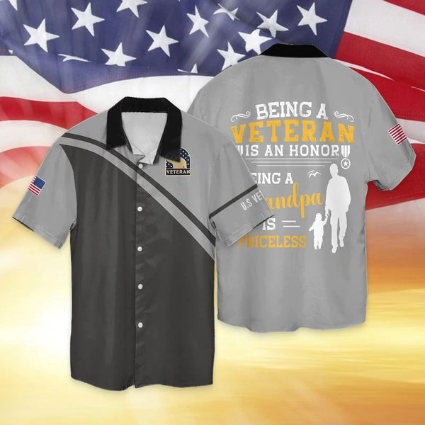 Being A Veteran Being A Grandpa Is Priceless Cool Design - Aloha Hawaiian Shirts For Men & For Women Couples - HAW1189