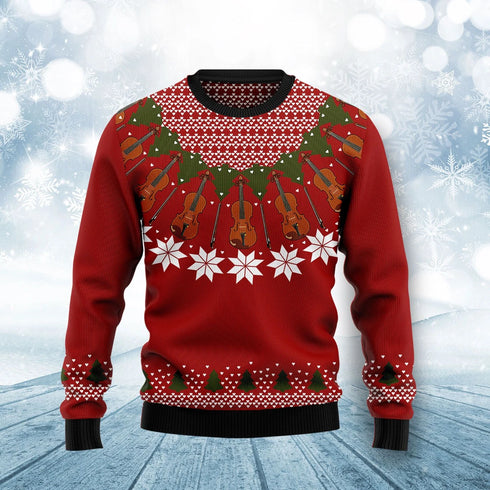 Christmas Violin Ugly Christmas Sweater For Men & Women Adult - Christmas Gifts