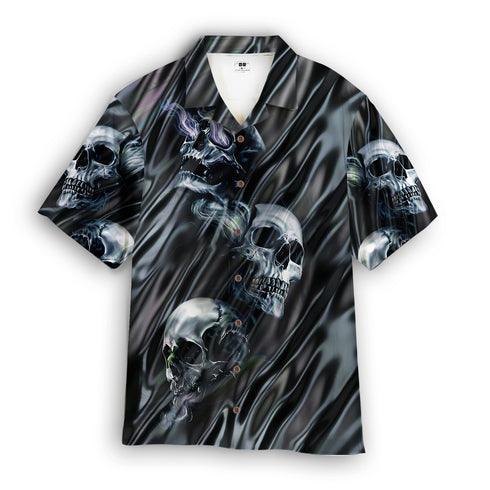 Halloween Skull Face - Aloha Hawaiian Shirts For Men & For Women Couples - HAW1464