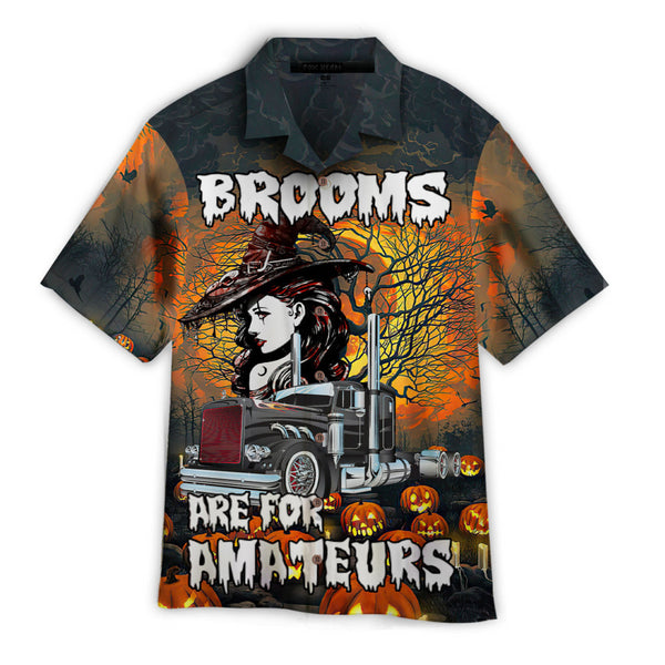 Halloween Witch Brooms Are For Amateurs  - Aloha Hawaiian Shirts For Men & For Women Couples - HAW1462
