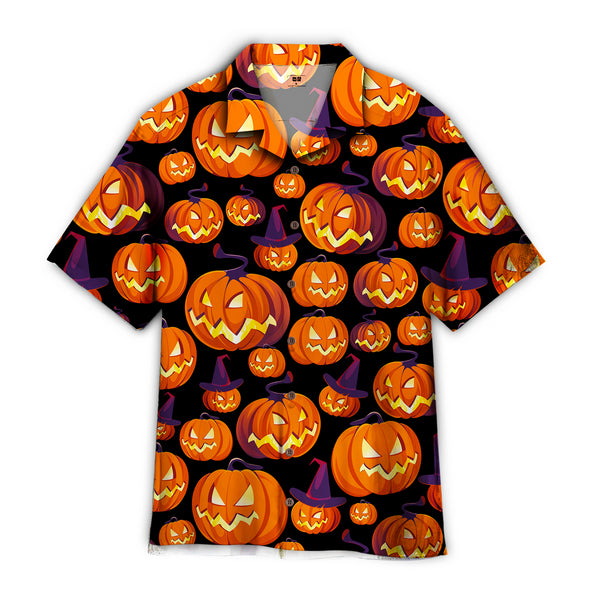 Halloween Horror Pumpkin Face - Aloha Hawaiian Shirts For Men & For Women Couples - HAW1466