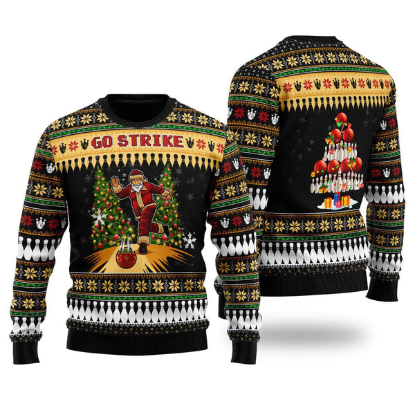 Funny Santa Claus Plays Bowling Ugly Christmas Sweater For Men & Women Adult - Christmas Gifts