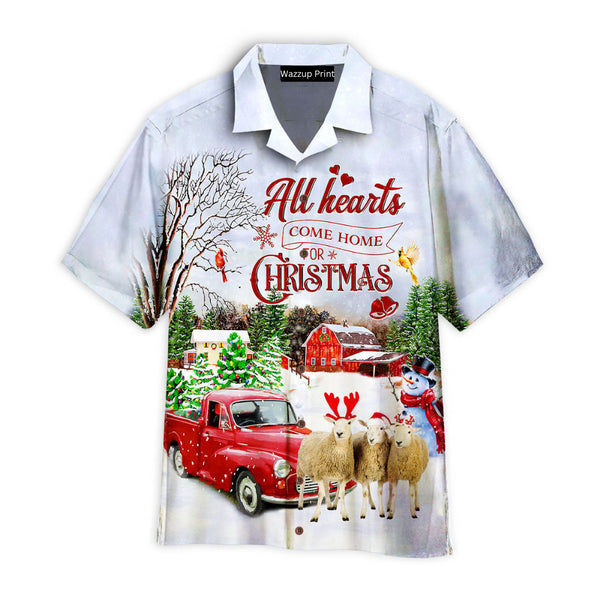 Sheep All Hearts Come Home For Christmas Aloha Hawaiian Shirts For Men & For Women - HAW1516