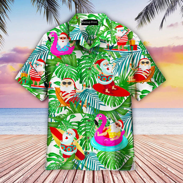 Funny Stan Claus Surfing Aloha Hawaiian Shirts For Men & For Women - HAW1527