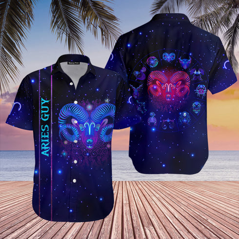 Birthday Gift Aries Guy Horoscope Zodiac Cool Design - Aloha Hawaiian Shirts For Men & For Women Couples - HAW1382