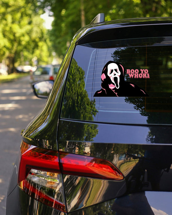 Halloween Boo You Whore Funny Transparent Vinyl Decal - Waterproof - PVC Vinyl - TDCA1009