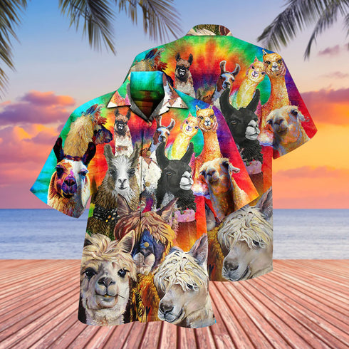 Colorful Llama Funny Cool Design - Aloha Hawaiian Shirts For Men & For Women Couples - HAW1368