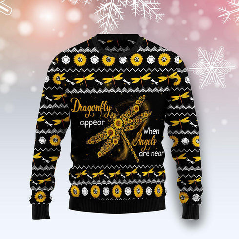 Dragonfly Sunflower Ugly Christmas Sweater Gift For Men & Women Adult - Christmas Gifts