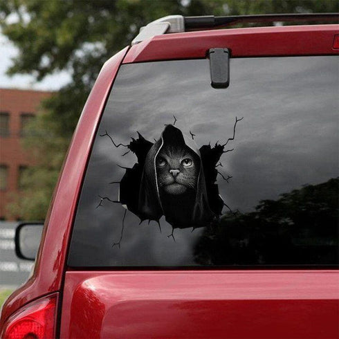 Halloween Black Cat Funny Cracked Car Decal Sticker - Waterproof - PVC Vinyl - S1048