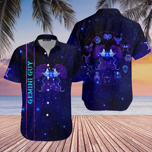 Birthday Gift Gemini Guy Horoscope Zodiac Cool Design - Aloha Hawaiian Shirts For Men & For Women Couples - HAW1385