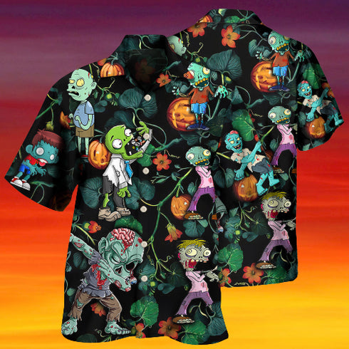 Halloween Zombie Tropical Pumpkin Scary - Aloha Hawaiian Shirts For Men & For Women Couples - HAW1416