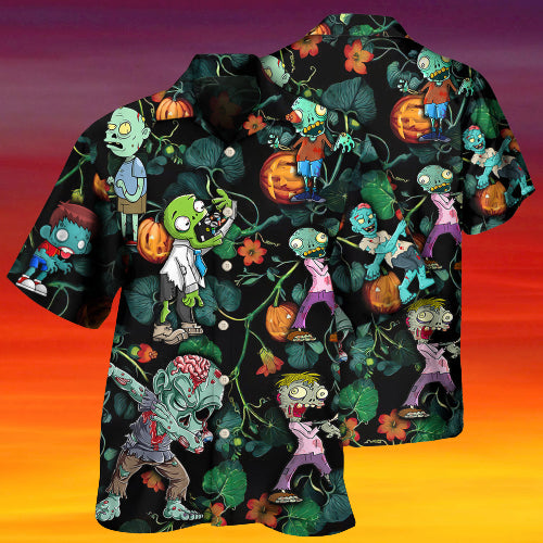 Halloween Zombie Tropical Pumpkin Scary - Aloha Hawaiian Shirts For Men & For Women Couples - HAW1416