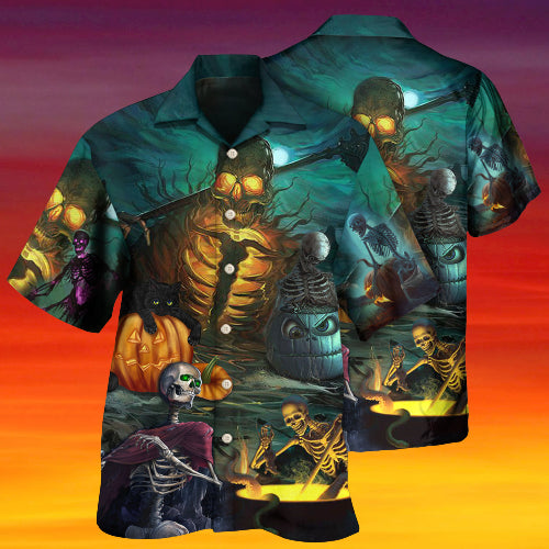 Halloween Skull Dark Scary - Aloha Hawaiian Shirts For Men & For Women Couples - HAW1415