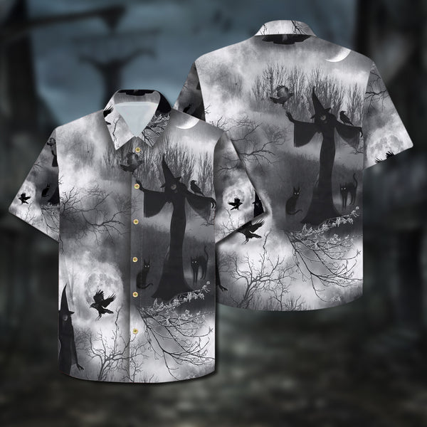 Halloween Grey Wicked Fog Witch - Aloha Hawaiian Shirts For Men & For Women Couples - HAW1423