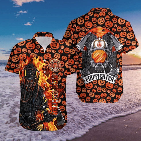 Halloween I'm A Firefighter - Aloha Hawaiian Shirts For Men & For Women Couples - HAW1434
