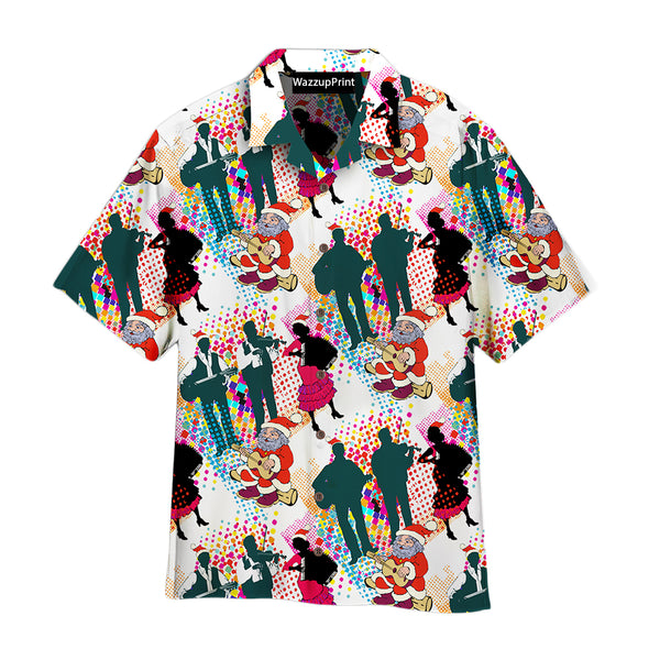 Merry Christmas Funny Santa Plays Guitar Aloha Hawaiian Shirts For Men & For Women - HAW1515