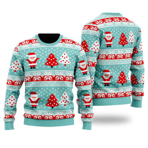 Santa Vintage Light Up Pattern Ugly Christmas Sweater For Men & Women Adult - Christmas Gifts