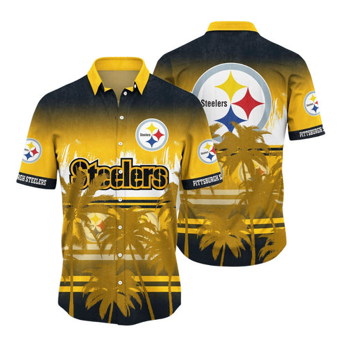 Pittsburgh Steelers Tree Yellow Cool Design - Aloha Hawaiian Shirts For Men & For Women Couples - Bowl Games Fan Gifts