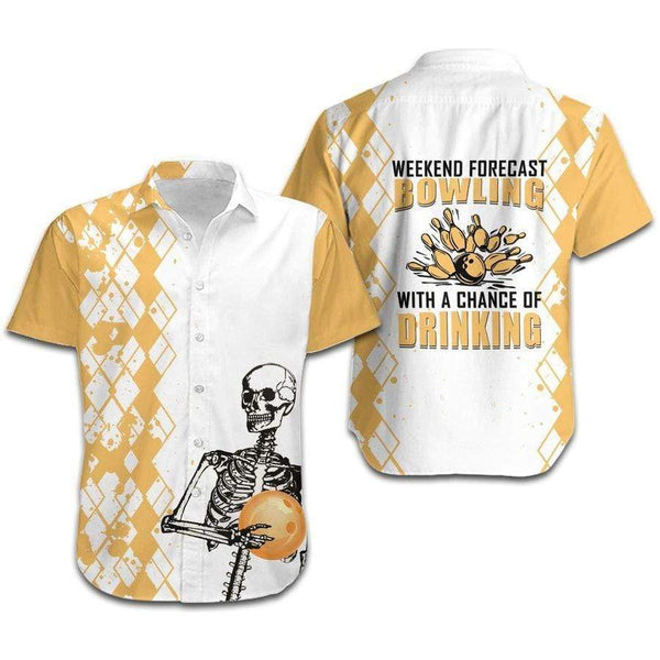 Halloween Weekend Forecast Bowling Skeleton - Aloha Hawaiian Shirts For Men & For Women Couples - HAW1463
